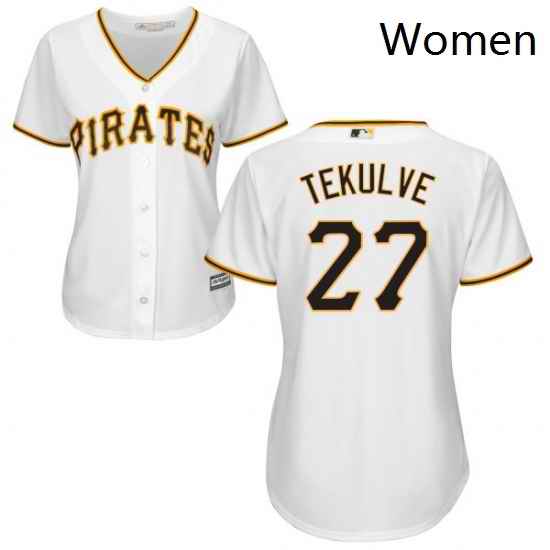 Womens Majestic Pittsburgh Pirates 27 Kent Tekulve Replica White Home Cool Base MLB Jersey